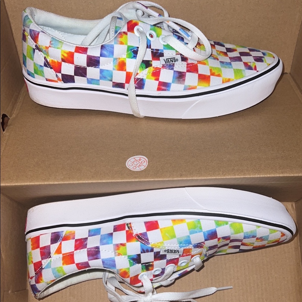 Colorful checkerboard Vans